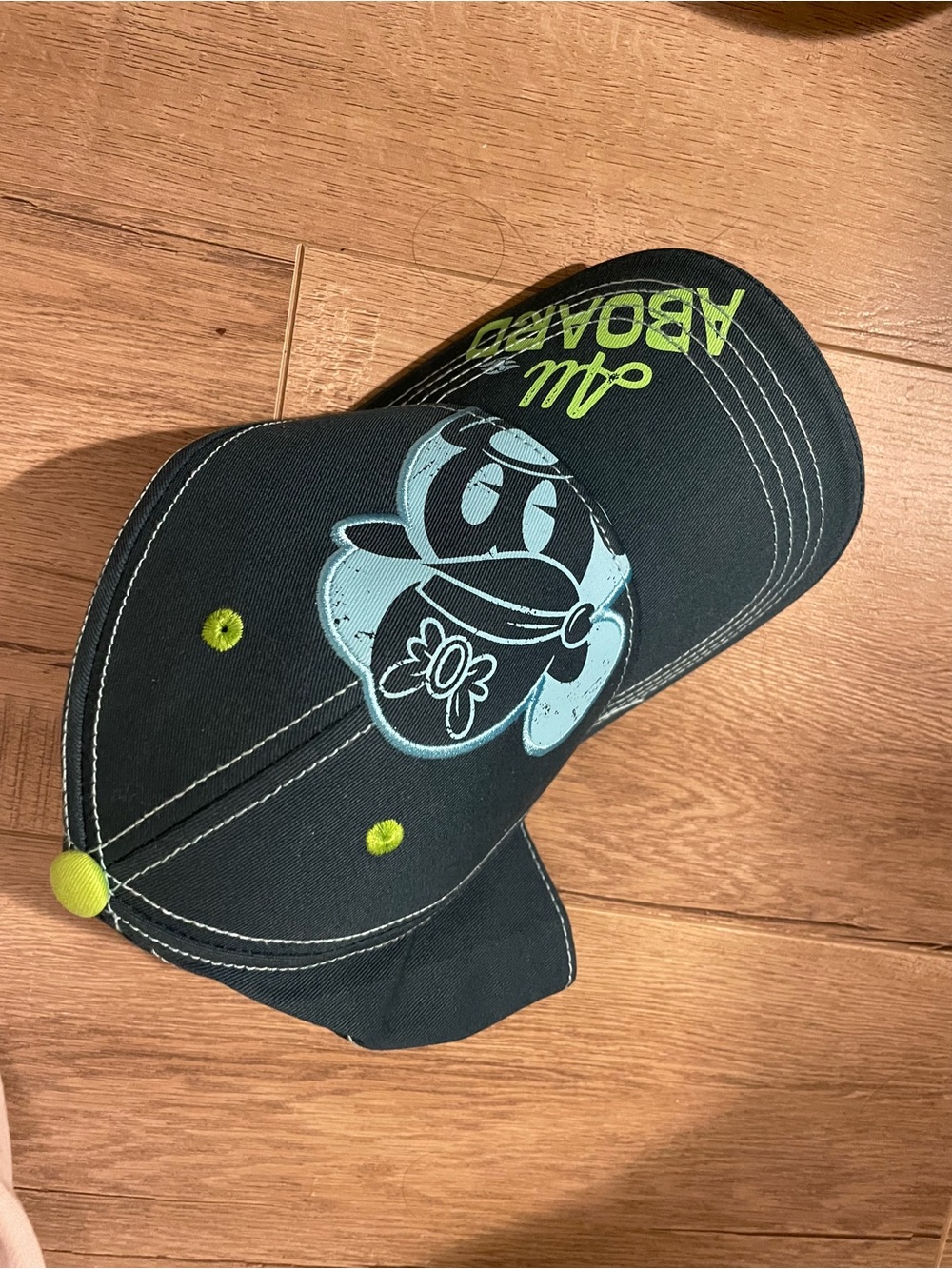 Disney Cruise Line Green Baseball Hat with Cartoon Print